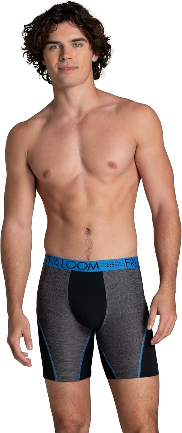 imageFruit of the Loom Mens Breathable Boxer Briefs Moisture Wicking Underwear Assorted Color MultipacksPerformance Stretch Blue