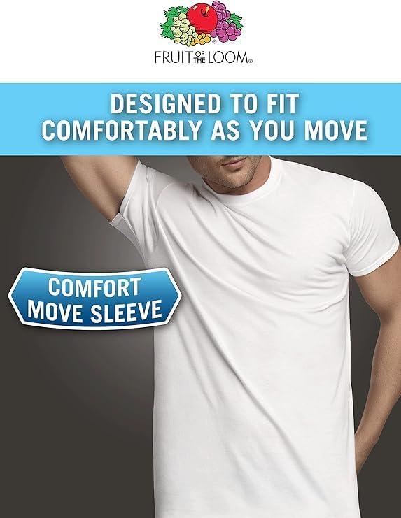 imageFruit of the Loom Mens Crew Tee Undershirts Moisture Wicking ampamp Tag Free Also Available in Big ampamp TallWhite 6 Pack