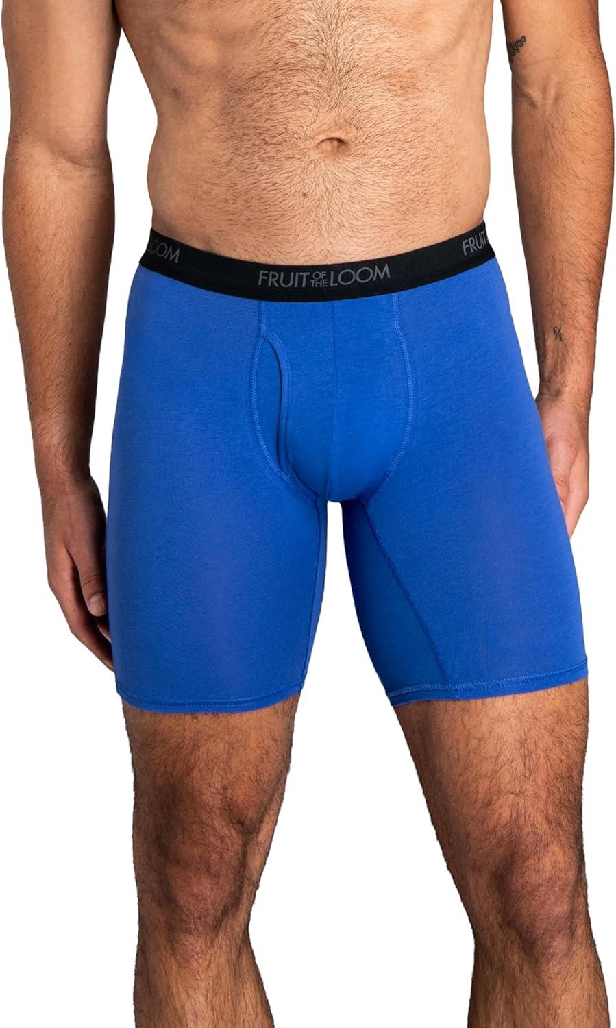 imageFruit of the Loom mens 4way Stretch Boxer Briefs Lightweight ampamp Moisture Wicking Underwear Long Leg Regular Leg ampamp TrunkLong Leg Cotton Stretch Colors May Vary
