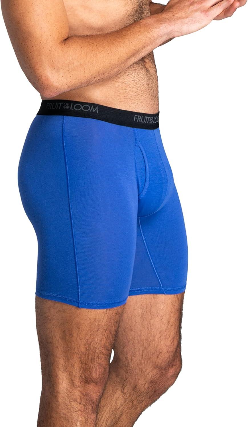 imageFruit of the Loom mens 4way Stretch Boxer Briefs Lightweight ampamp Moisture Wicking Underwear Long Leg Regular Leg ampamp TrunkLong Leg Cotton Stretch Colors May Vary