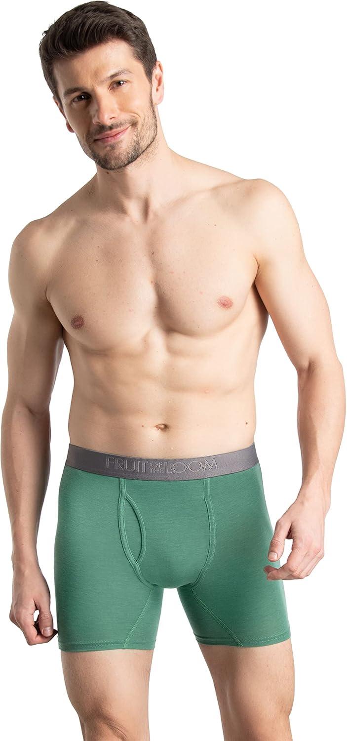 imageFruit of the Loom mens 4way Stretch Boxer Briefs Lightweight ampamp Moisture Wicking Underwear Long Leg Regular Leg ampamp TrunkRegular Leg Cool Soft Colors May Vary