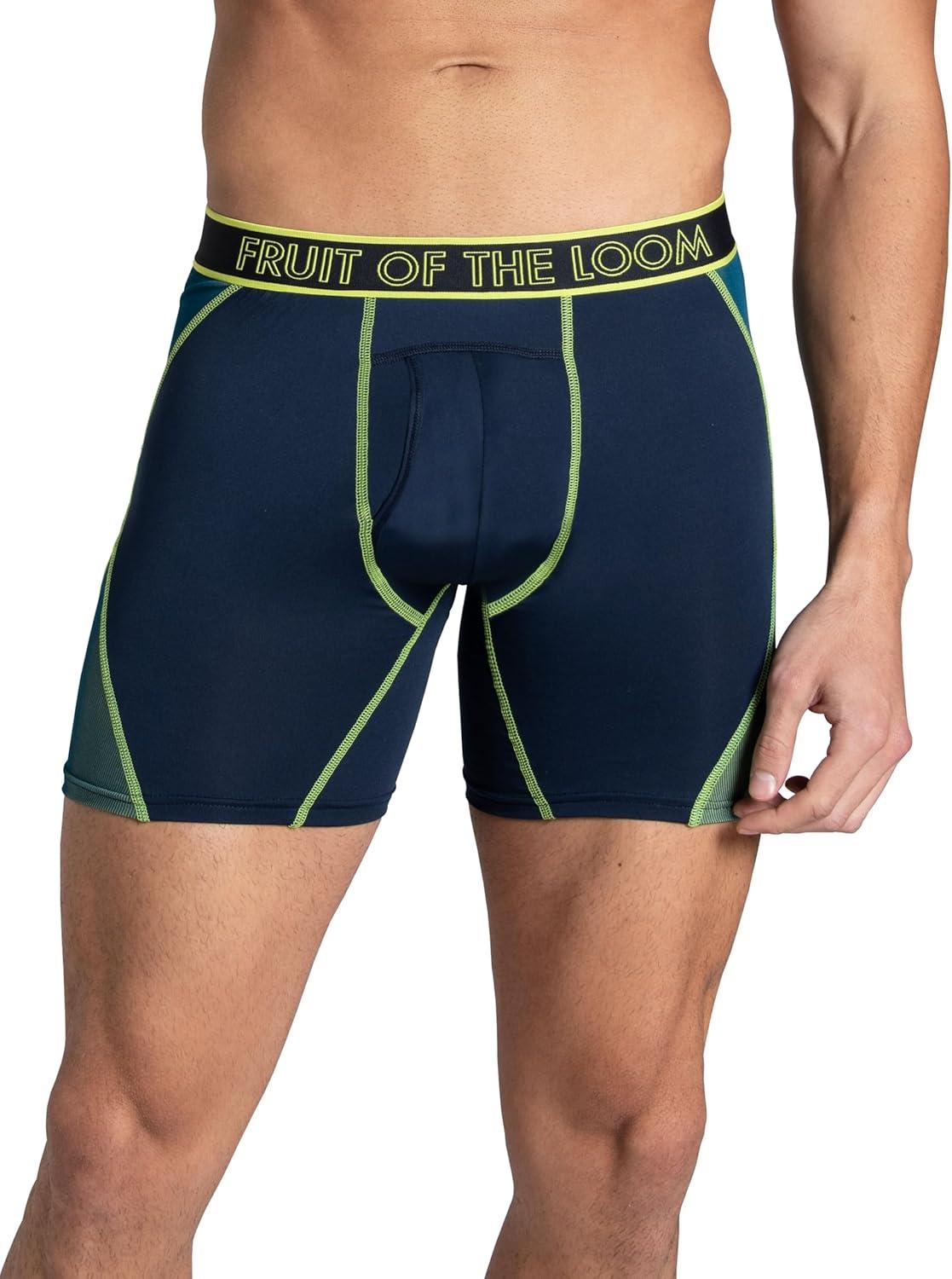 imageFruit of the Loom mens 4way Stretch Boxer Briefs Lightweight ampamp Moisture Wicking Underwear Long Leg Regular Leg ampamp TrunkRegular Leg Max Flex Zones Colors May Vary