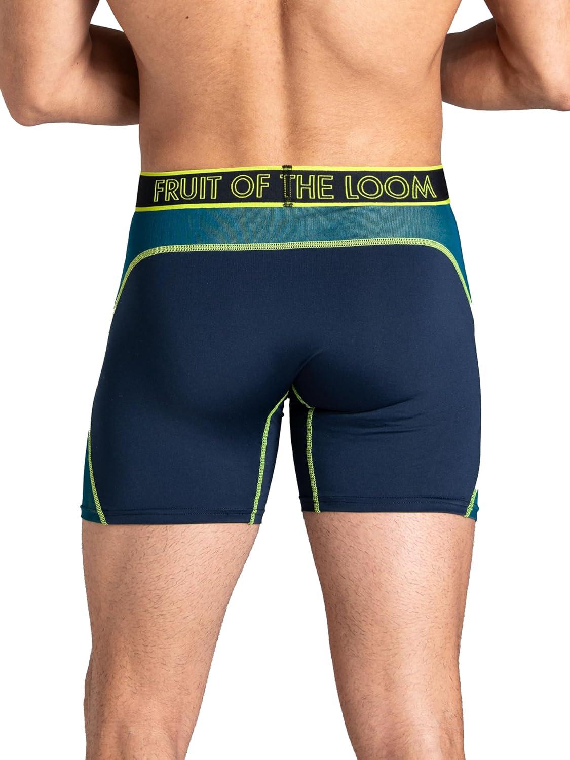 imageFruit of the Loom mens 4way Stretch Boxer Briefs Lightweight ampamp Moisture Wicking Underwear Long Leg Regular Leg ampamp TrunkRegular Leg Max Flex Zones Colors May Vary