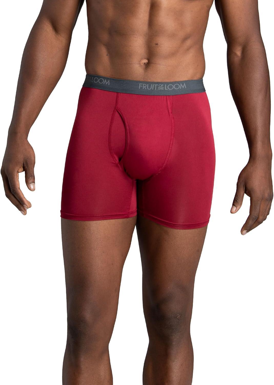 imageFruit of the Loom mens 4way Stretch Boxer Briefs Lightweight ampamp Moisture Wicking Underwear Long Leg Regular Leg ampamp TrunkRegular Leg Micro Stretch Colors May Vary