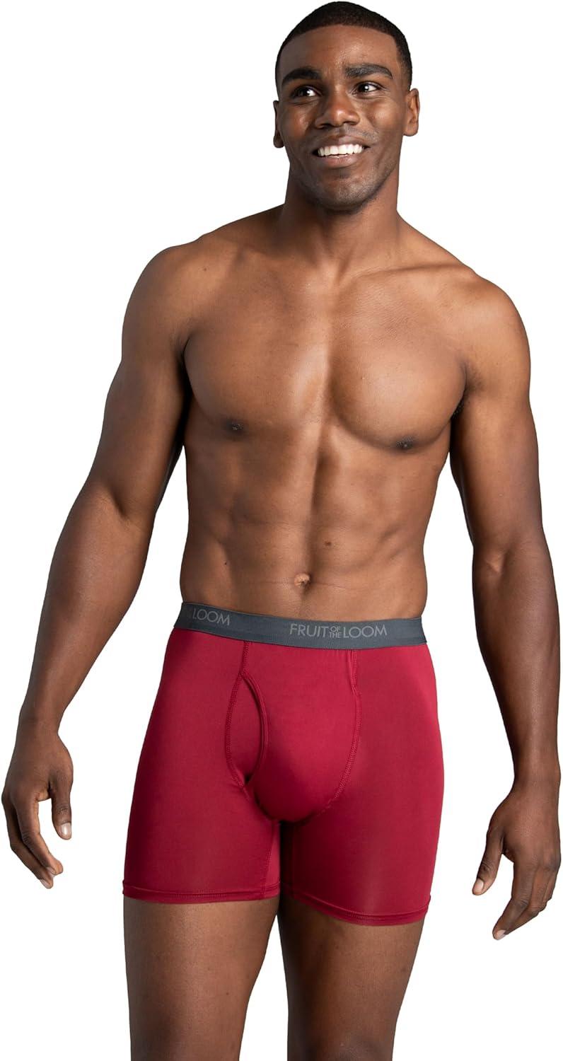 imageFruit of the Loom mens 4way Stretch Boxer Briefs Lightweight ampamp Moisture Wicking Underwear Long Leg Regular Leg ampamp TrunkRegular Leg Micro Stretch Colors May Vary