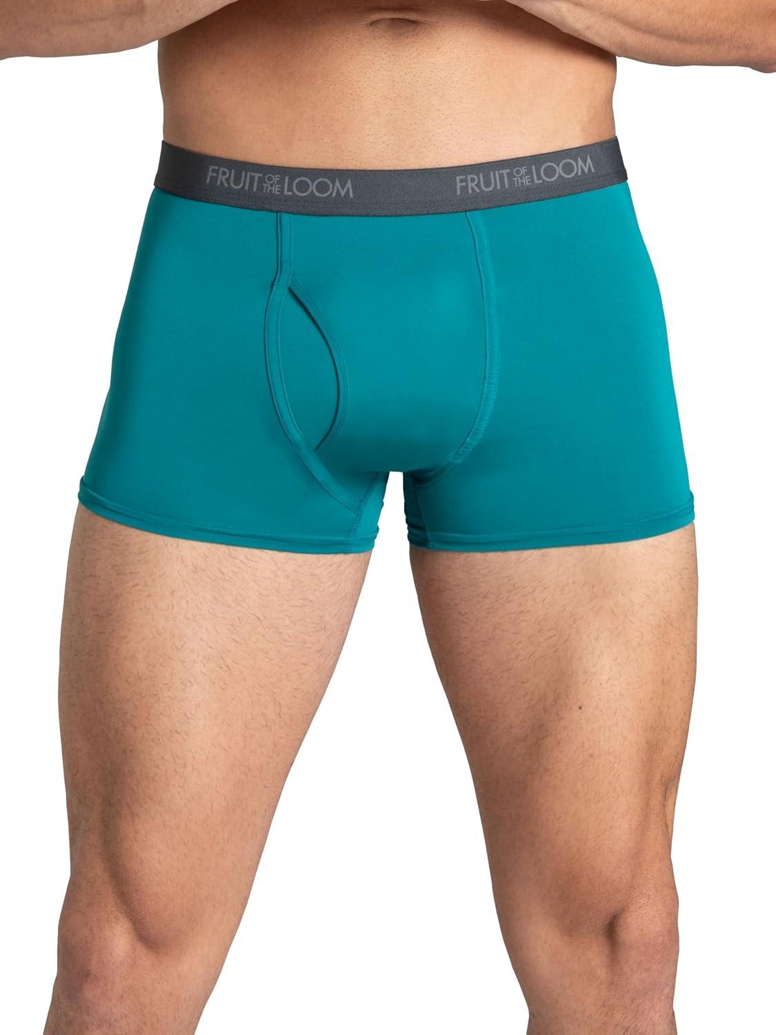 imageFruit of the Loom mens 4way Stretch Boxer Briefs Lightweight ampamp Moisture Wicking Underwear Long Leg Regular Leg ampamp TrunkTrunk Micro Stretch Colors May Vary