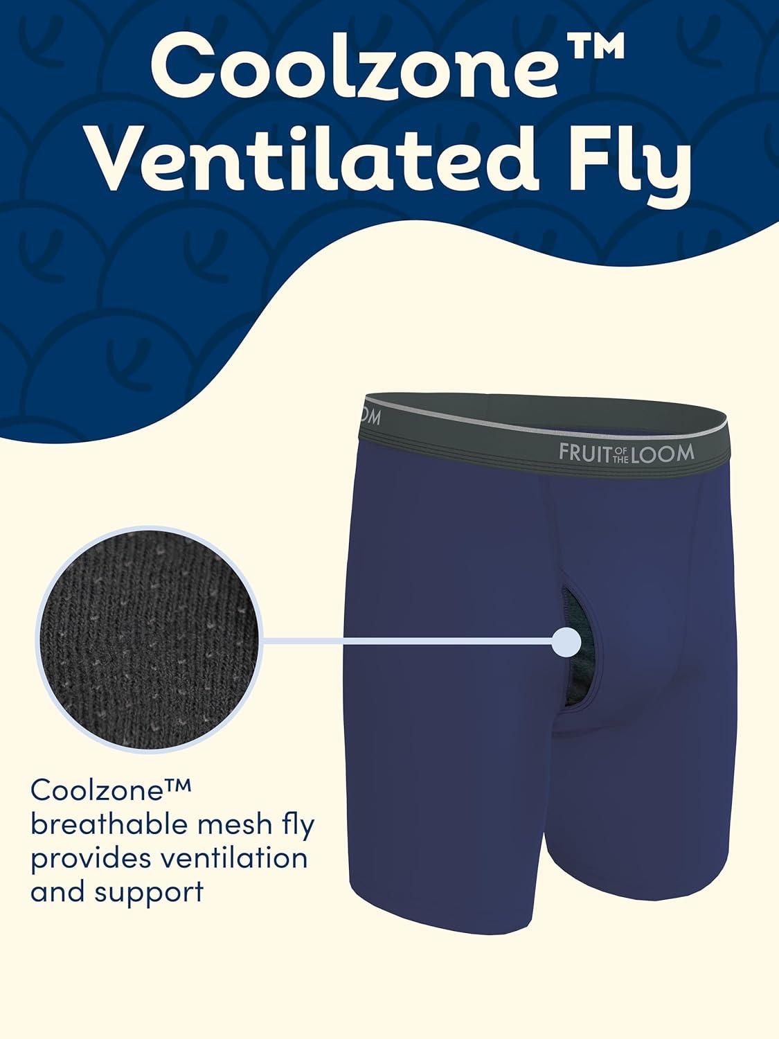 imageFruit of the Loom mens Coolzone Boxer Briefs Moisture Wicking ampamp Breathable Assorted Color MultipacksLong Leg  7 Pack  Assorted Colors