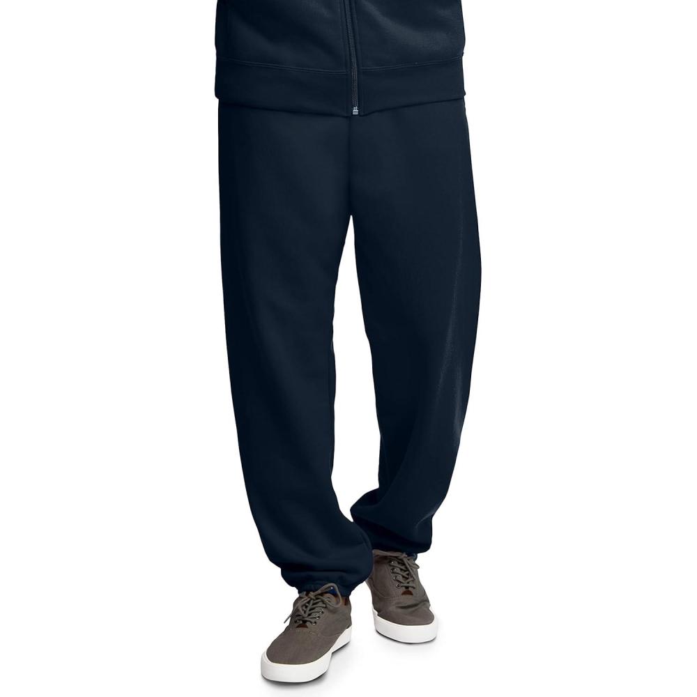 imageFruit of the Loom Eversoft Fleece Elastic Bottom Sweatpants with Pockets Relaxed Fit Moisture Wicking Breathable12 Pack Navy