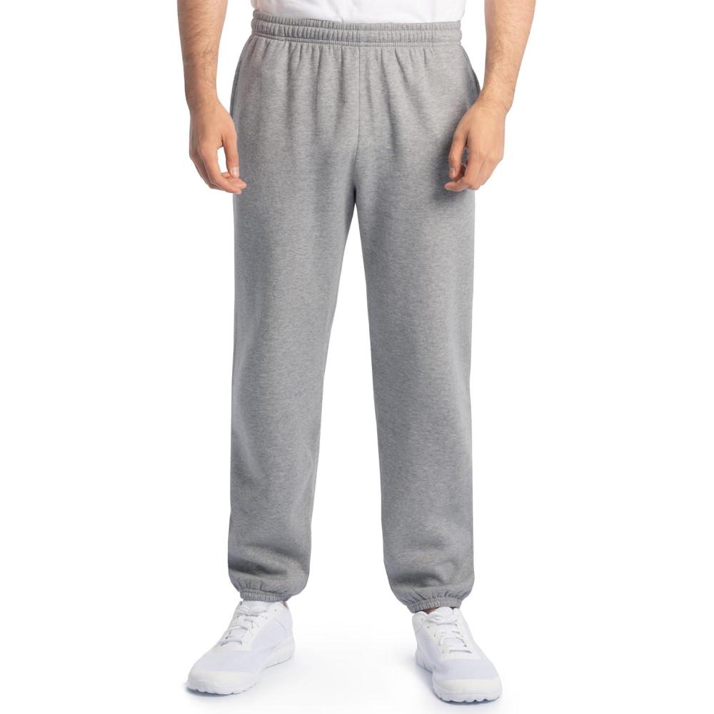 imageFruit of the Loom Eversoft Fleece Elastic Bottom Sweatpants with Pockets Relaxed Fit Moisture Wicking BreathableGrey Heather