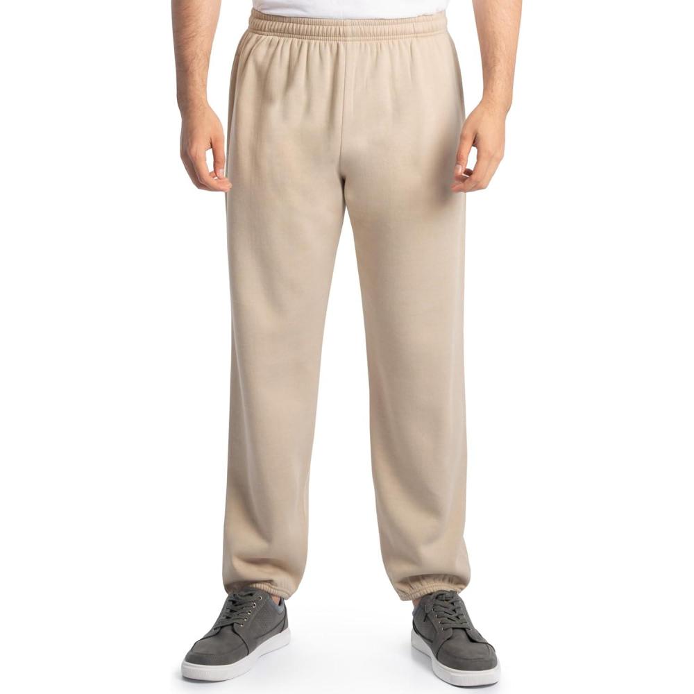 imageFruit of the Loom Eversoft Fleece Elastic Bottom Sweatpants with Pockets Relaxed Fit Moisture Wicking BreathableKhaki Heather