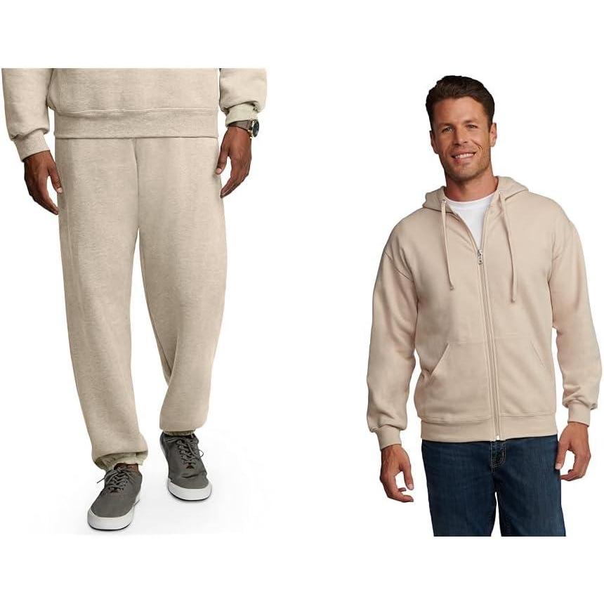 imageFruit of the Loom Eversoft Fleece Elastic Bottom Sweatpants with Pockets Relaxed Fit Moisture Wicking BreathableKhaki HeatherKhaki Heather