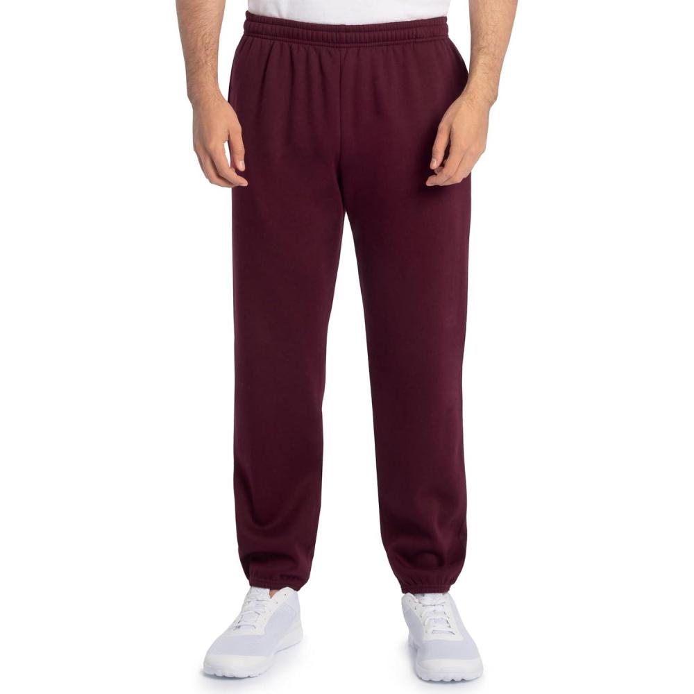 imageFruit of the Loom Eversoft Fleece Elastic Bottom Sweatpants with Pockets Relaxed Fit Moisture Wicking BreathableMaroon