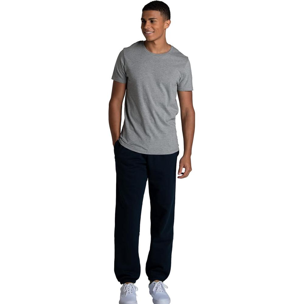 imageFruit of the Loom Eversoft Fleece Elastic Bottom Sweatpants with Pockets Relaxed Fit Moisture Wicking BreathableNavy Nights