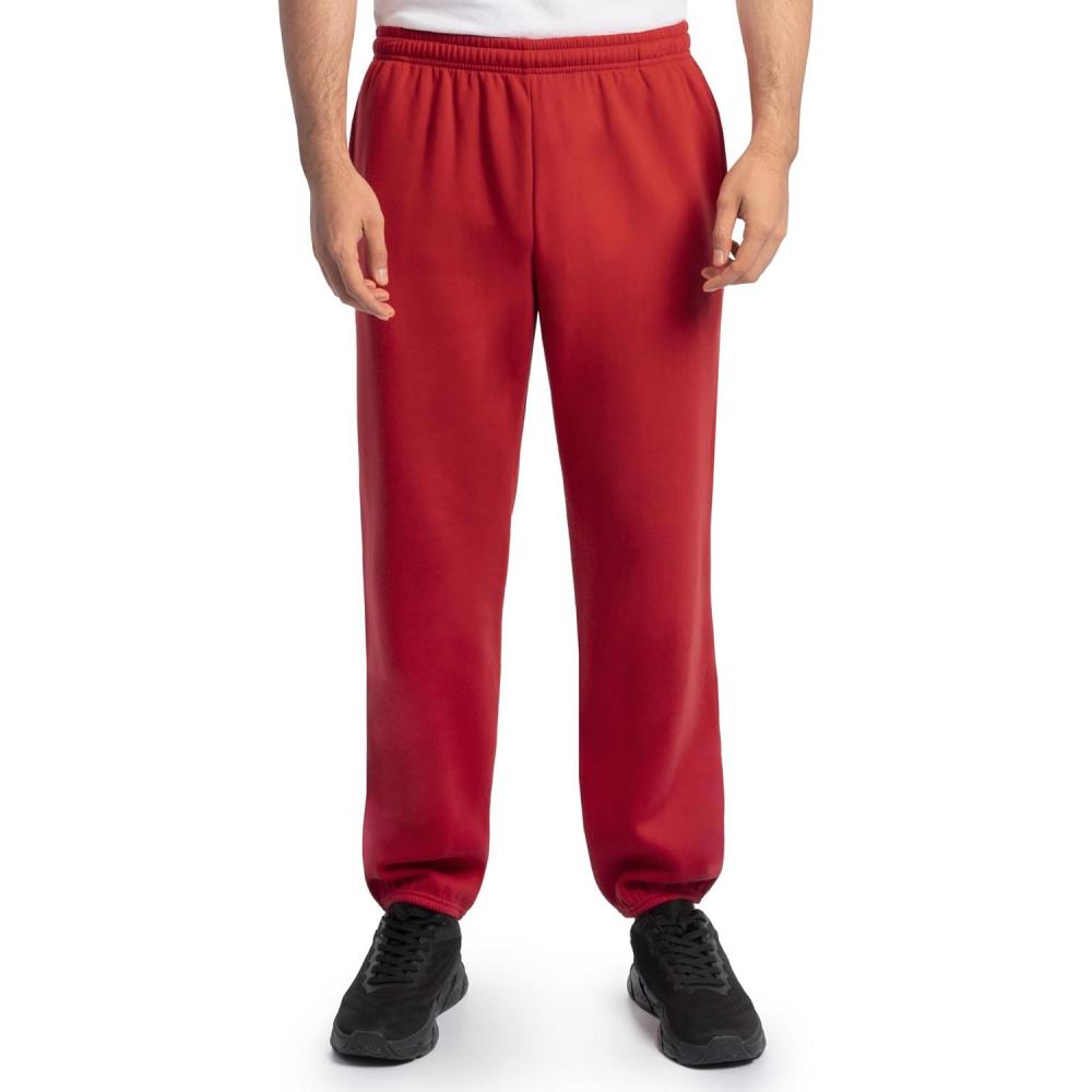 imageFruit of the Loom Eversoft Fleece Elastic Bottom Sweatpants with Pockets Relaxed Fit Moisture Wicking BreathableRed