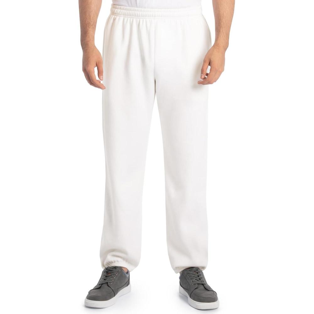 imageFruit of the Loom Eversoft Fleece Elastic Bottom Sweatpants with Pockets Relaxed Fit Moisture Wicking BreathableWhite