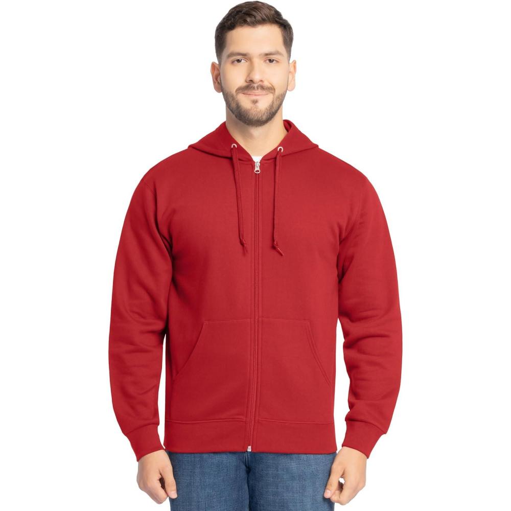 imageFruit of the Loom Eversoft Fleece Full Zip Hoodie SweatshirtRed Full Zip