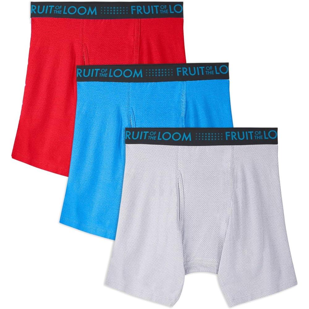 imageFruit of the Loom Mens Breathable Boxer Briefs Moisture Wicking Underwear Assorted Color MultipacksCotton Mesh Colors May Vary
