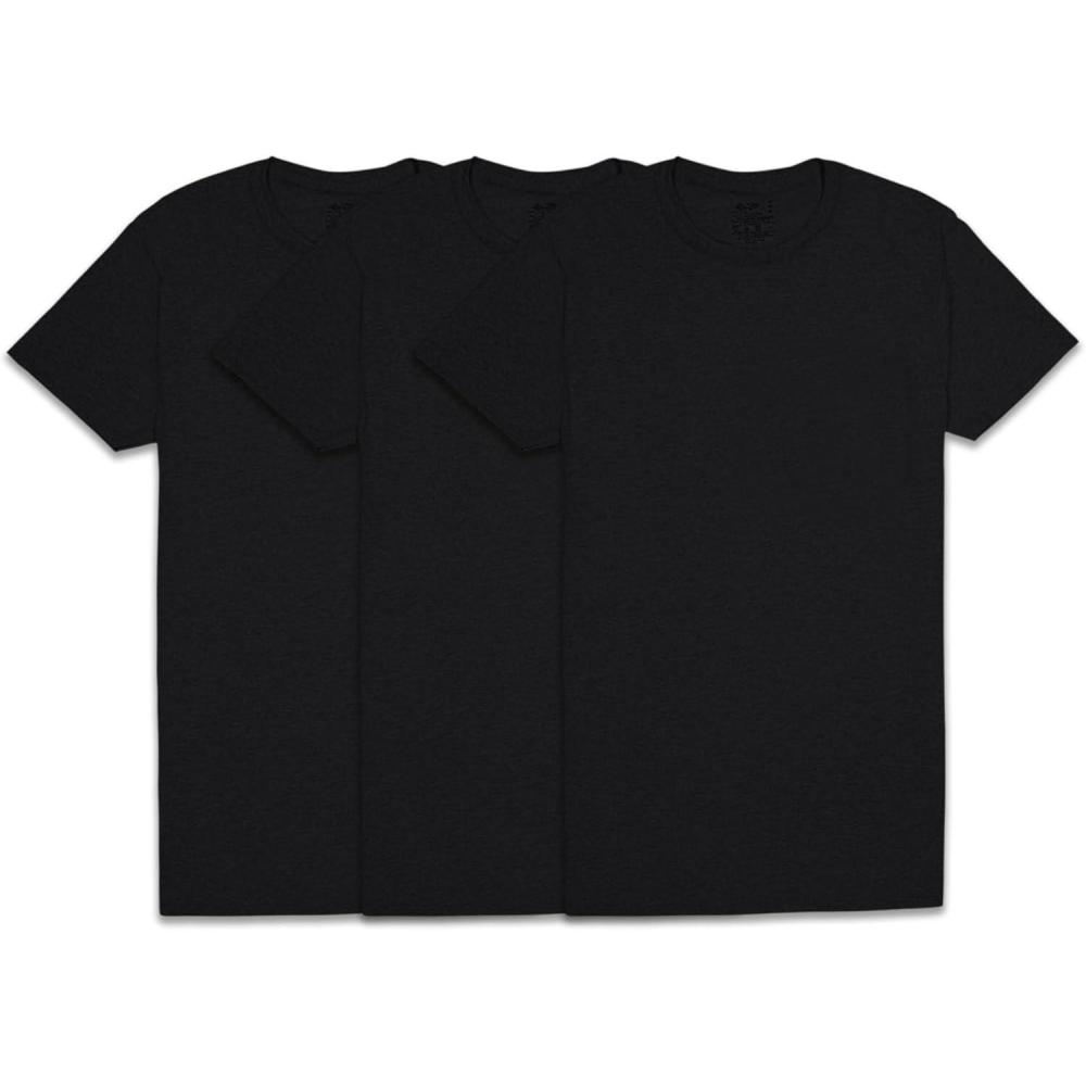 imageFruit of the Loom Mens Crew Tee Undershirts Moisture Wicking ampamp Tag Free Also Available in Big ampamp TallBlack 3 Pack