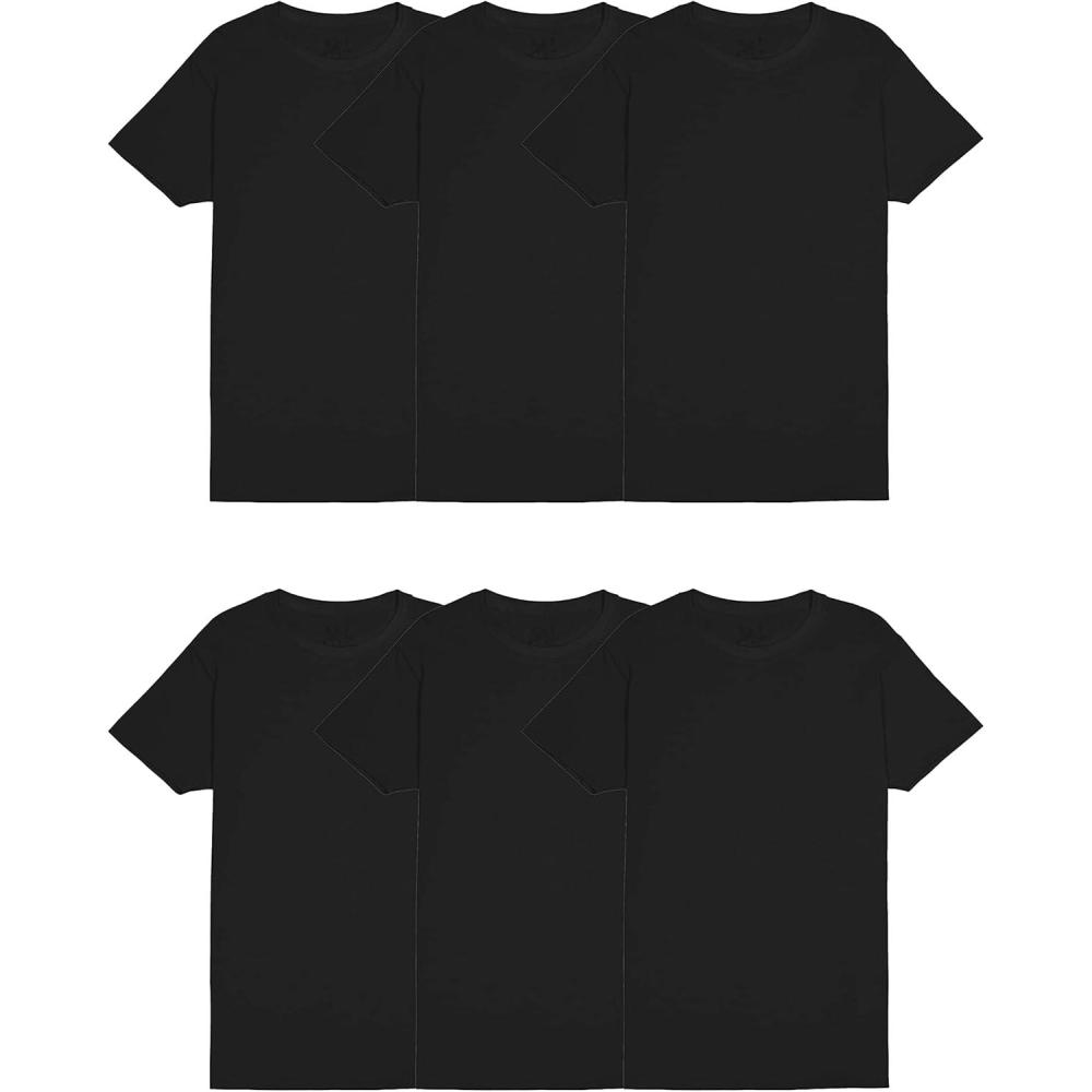 imageFruit of the Loom Mens Crew Tee Undershirts Moisture Wicking ampamp Tag Free Also Available in Big ampamp TallBlack 6 Pack