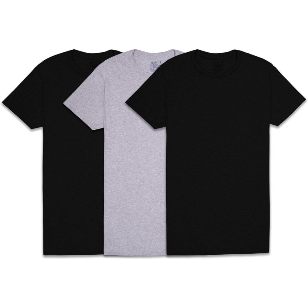 imageFruit of the Loom Mens Crew Tee Undershirts Moisture Wicking ampamp Tag Free Also Available in Big ampamp TallBlackGrey 3 Pack