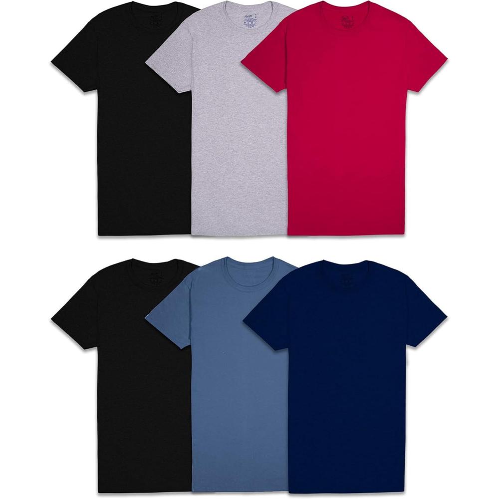 imageFruit of the Loom Mens Crew Tee Undershirts Moisture Wicking ampamp Tag Free Also Available in Big ampamp TallColors May Vary 6 Pack