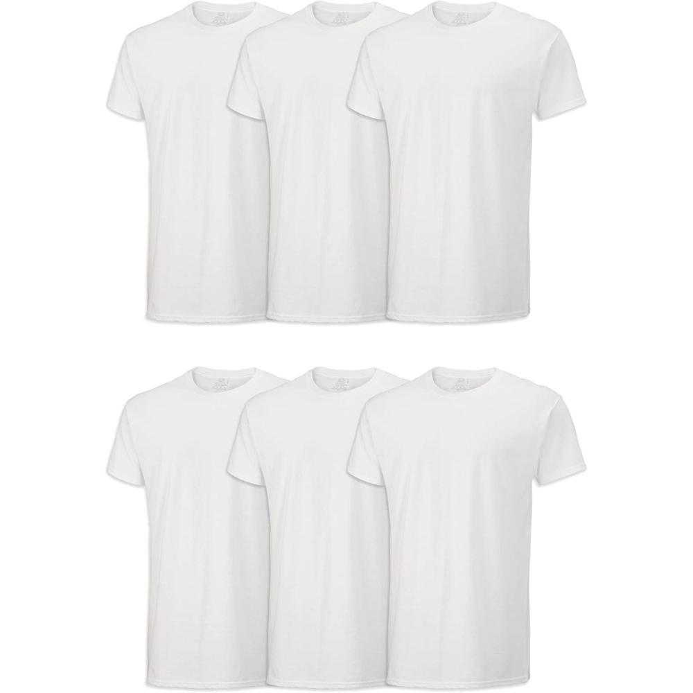 imageFruit of the Loom Mens Crew Tee Undershirts Moisture Wicking ampamp Tag Free Also Available in Big ampamp TallWhite 6 Pack