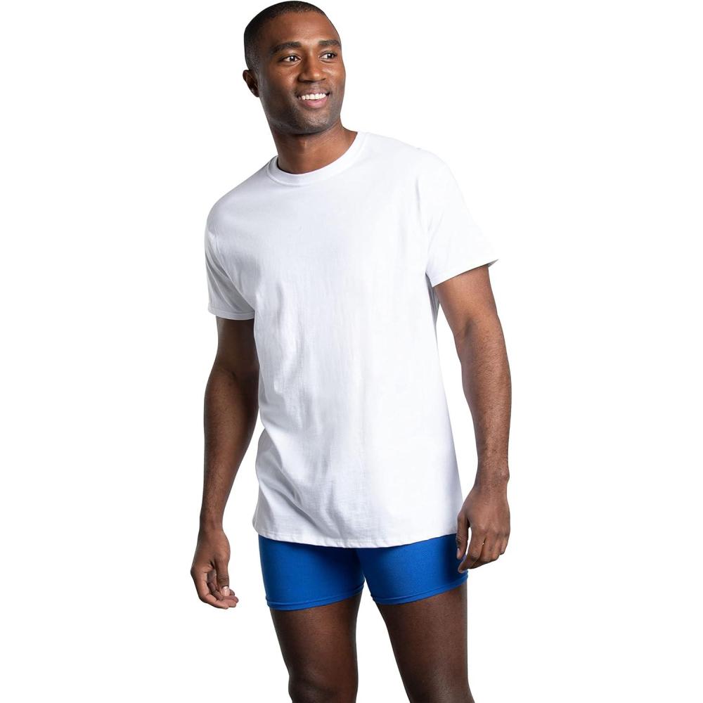 imageFruit of the Loom Mens Crew Tee Undershirts Moisture Wicking ampamp Tag Free Also Available in Big ampamp TallWhite 72 Pack