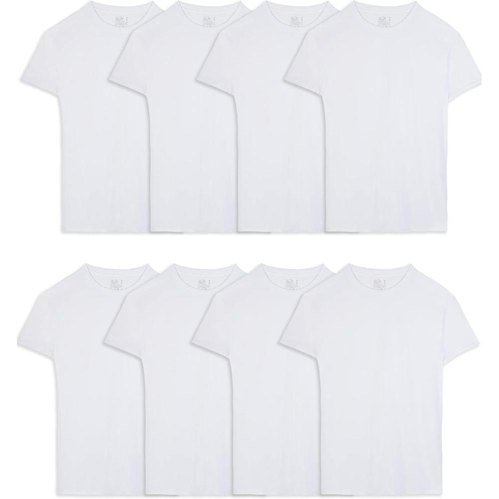 imageFruit of the Loom Mens Crew Tee Undershirts Moisture Wicking ampamp Tag Free Also Available in Big ampamp TallWhite 8 Pack