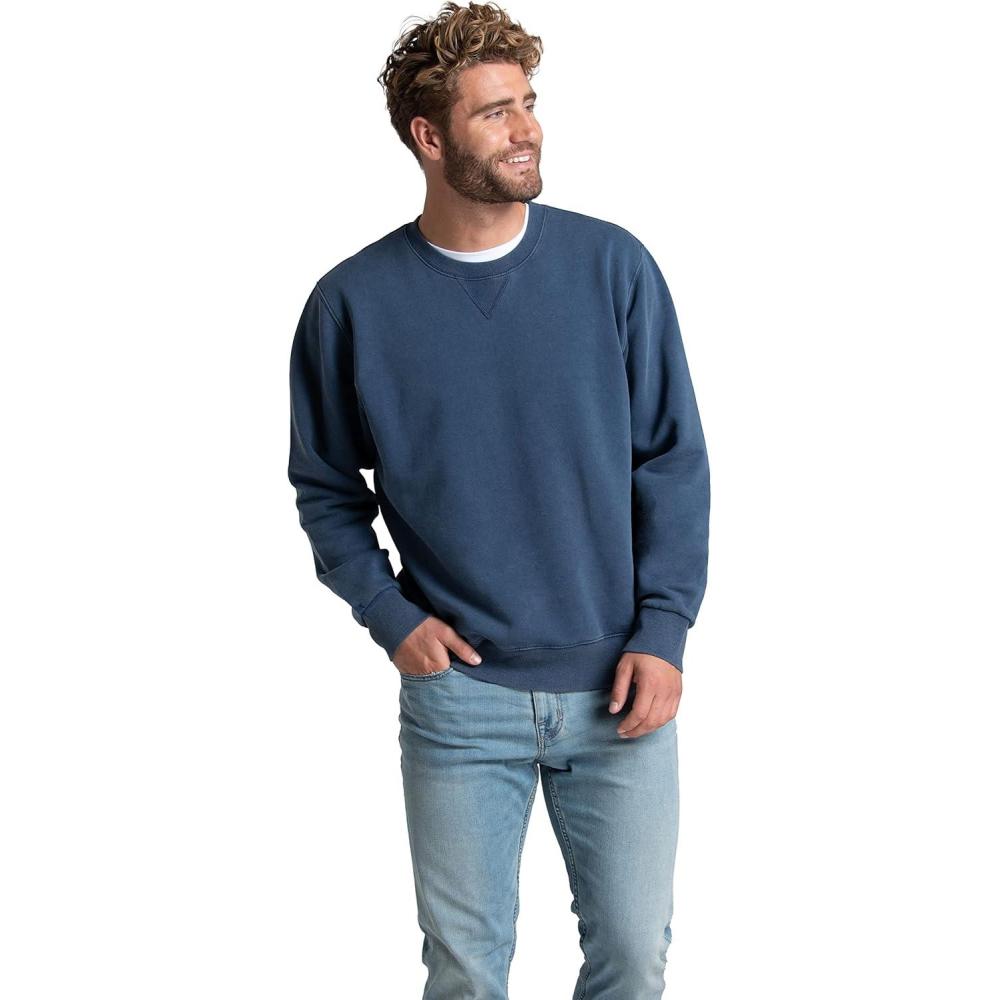 imageFruit of the Loom Mens Eversoft Fleece Crewneck Sweatshirts Moisture Wicking ampamp Breathable Sizes S4xGarment Dyed Dark Tide