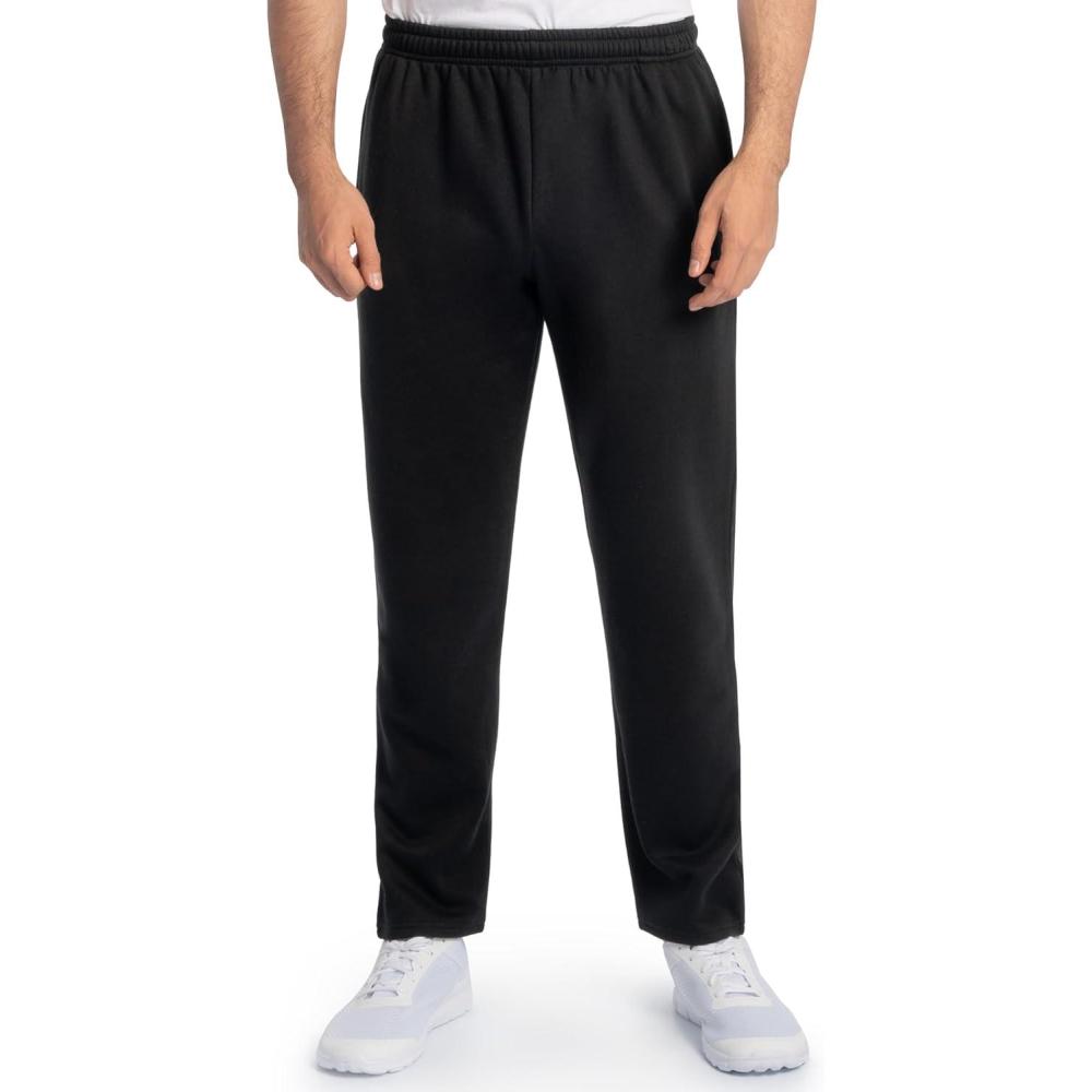 imageFruit of the Loom Mens Eversoft Fleece Open Bottom Sweatpants with Pockets Relaxed Fit Moisture Wicking BreathableBlack
