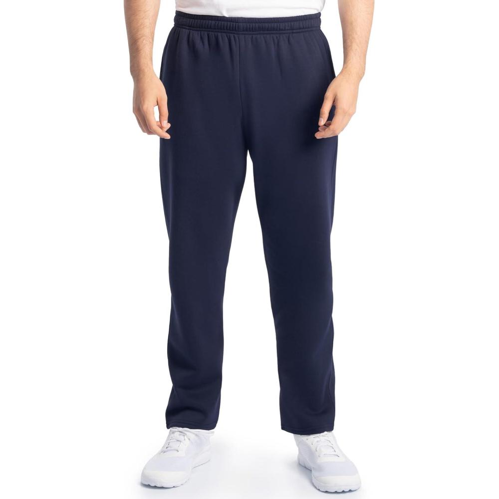 imageFruit of the Loom Mens Eversoft Fleece Open Bottom Sweatpants with Pockets Relaxed Fit Moisture Wicking BreathableNavy