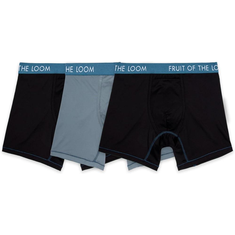 imageFruit of the Loom Mens Getaway Boxer Briefs Lightweight Breathable Fabric Quick Dry ampamp Odor ControlRegular Leg BlackGray
