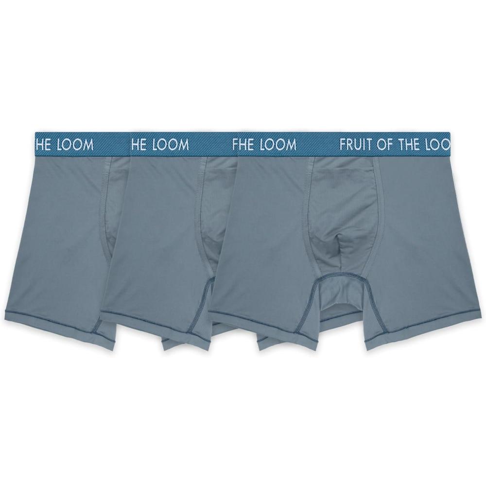 imageFruit of the Loom Mens Getaway Boxer Briefs Lightweight Breathable Fabric Quick Dry ampamp Odor ControlRegular Leg Gray