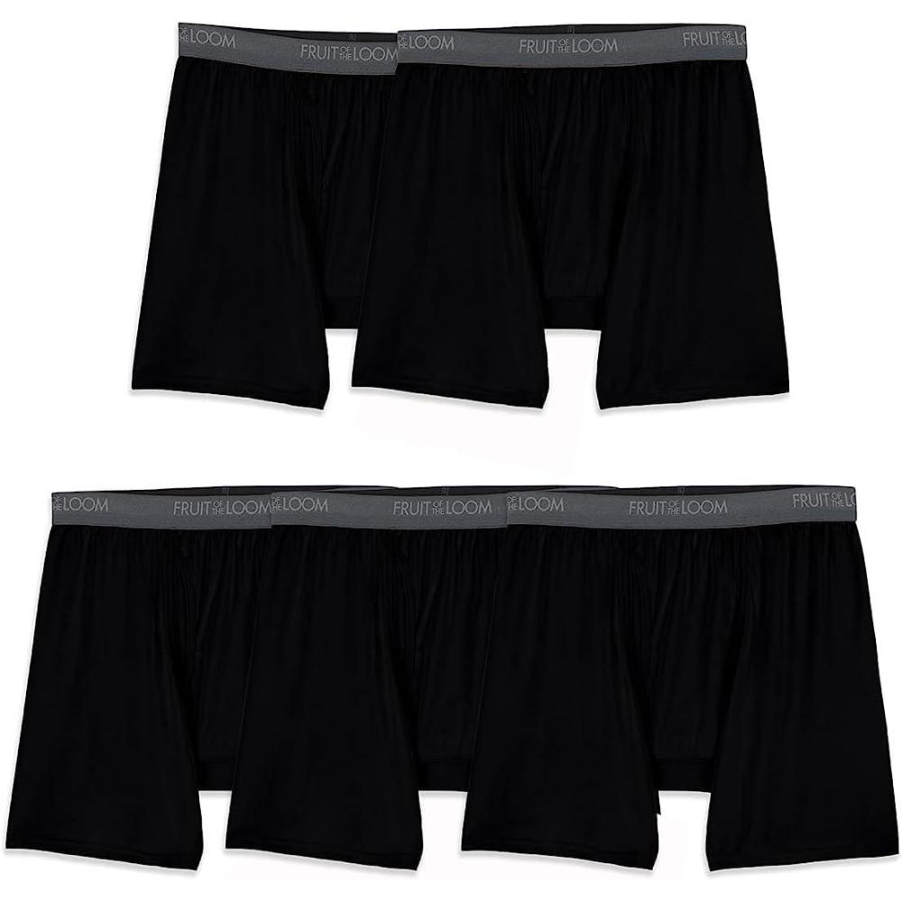 imageFruit of the Loom Mens Micro Stretch Boxer Briefs Designed to Move with You Lightweight ampamp Moisture Wicking5 Pack  Black