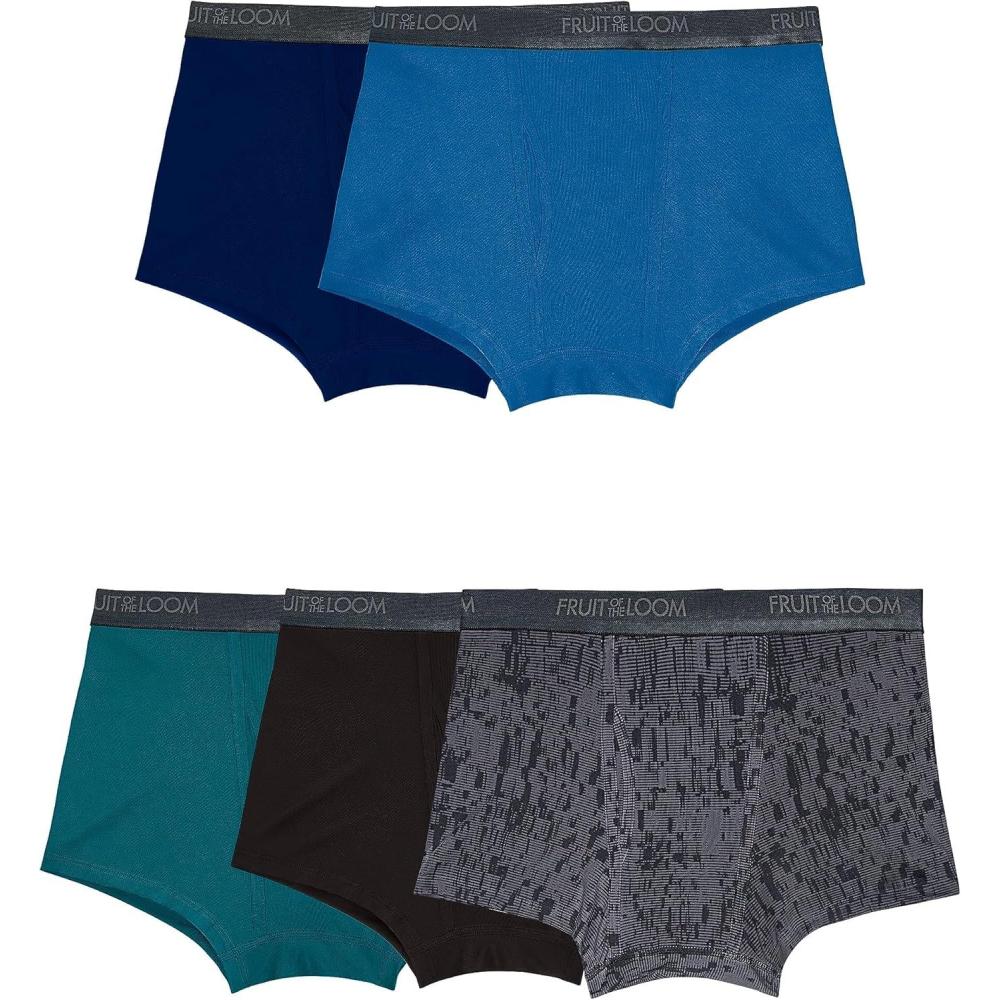 imageFruit of the Loom Mens Micro Stretch Boxer Briefs Designed to Move with You Lightweight ampamp Moisture WickingTrunk 5 Pack BlueGreenBlack