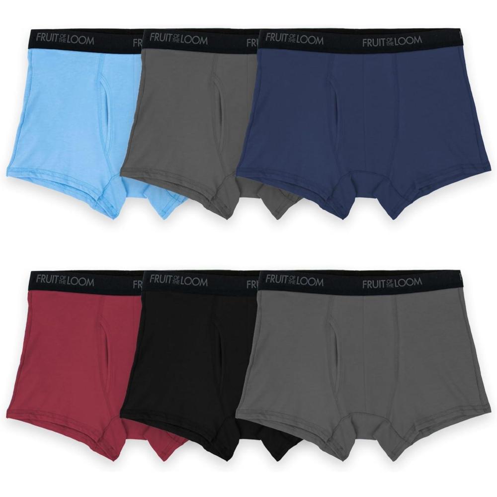 imageFruit of the Loom mens 4way Stretch Boxer Briefs Lightweight ampamp Moisture Wicking Underwear Long Leg Regular Leg ampamp TrunkTrunk Cotton Stretch Colors May Vary