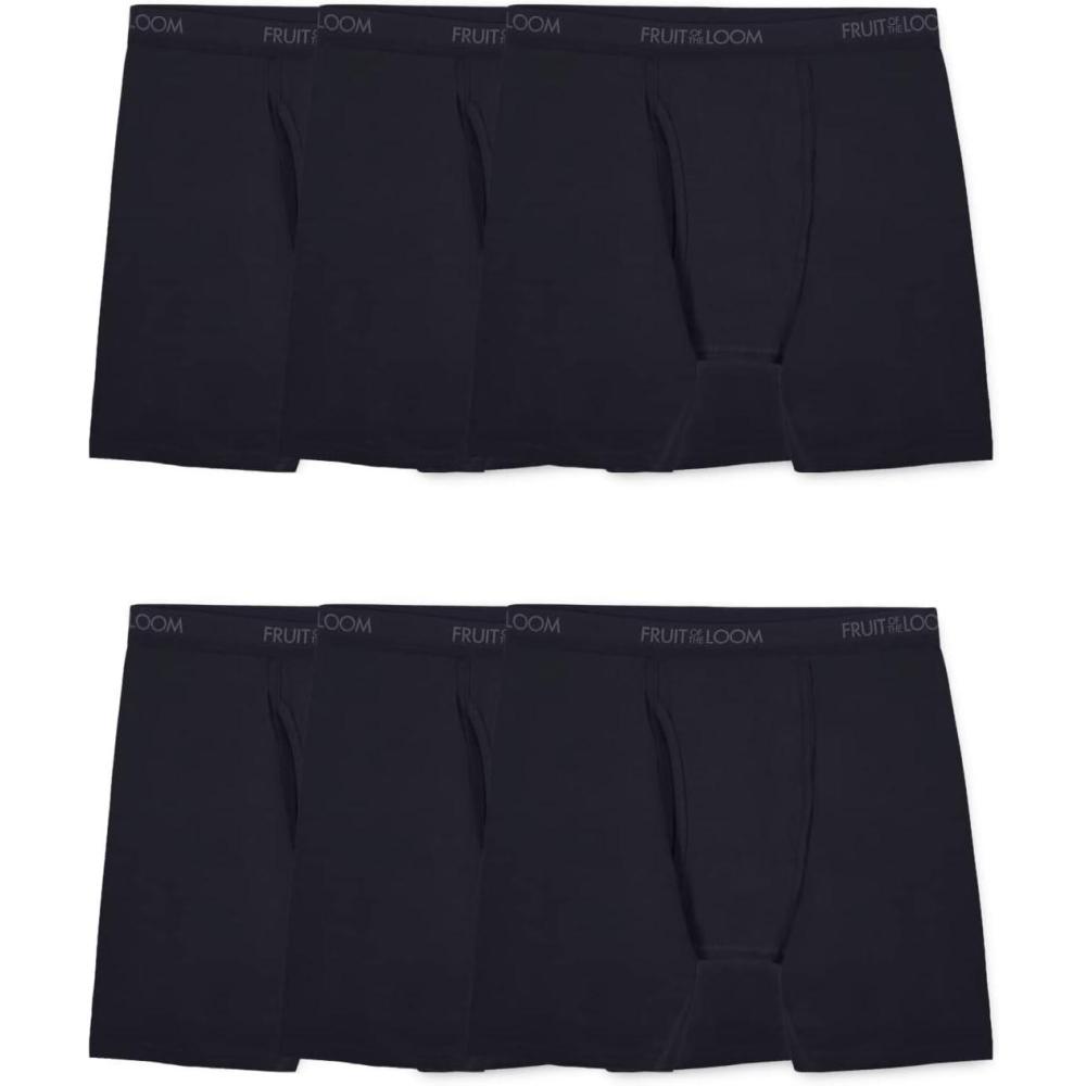 imageFruit of the Loom mens Big and Tall Tagfree UnderwearBig Man Cotton Stretch Boxer Brief 6 Pack Black