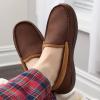 Fruit of the Loom Men’s Memory Foam House Slippers Indoor Outdoor – Microsuede Venetian Cozy Warm Men’s Slippers Plush House Shoes, Sizes 7-14(Brown)