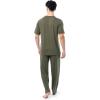 Fruit of the Loom mens 360 Stretch Short Sleeve V-neck Top and Pant Sleep Pajama Set(Dusty Olive)