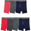 Fruit of the Loom mens Coolzone Boxer Briefs, Moisture Wicking & Breathable, Assorted Color Multipacks(7 Pack – Stripe/Solid)