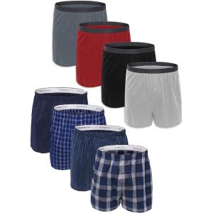 Fruit of the Loom Men’s Premium Cotton Underwear | Tag-Free | Also Available in Big & Tall(Boxer – 8 Pack – Knit/Woven Assorted)