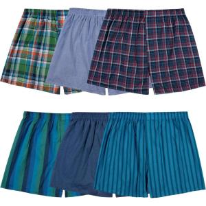 Fruit of the Loom Men’s Tag Free Woven Boxer Shorts, Relaxed Fit, Moisture Wicking, Assorted Color Multipacks(Assorted Plaid)