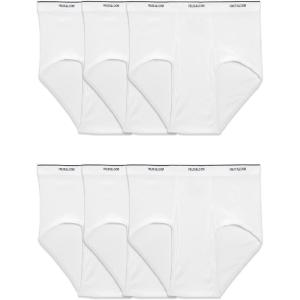 Fruit of the Loom mens Underwear Briefs, Tag Free & Moisture Wicking, Assorted Color Multipacks(6 Pack – White – Big Man)