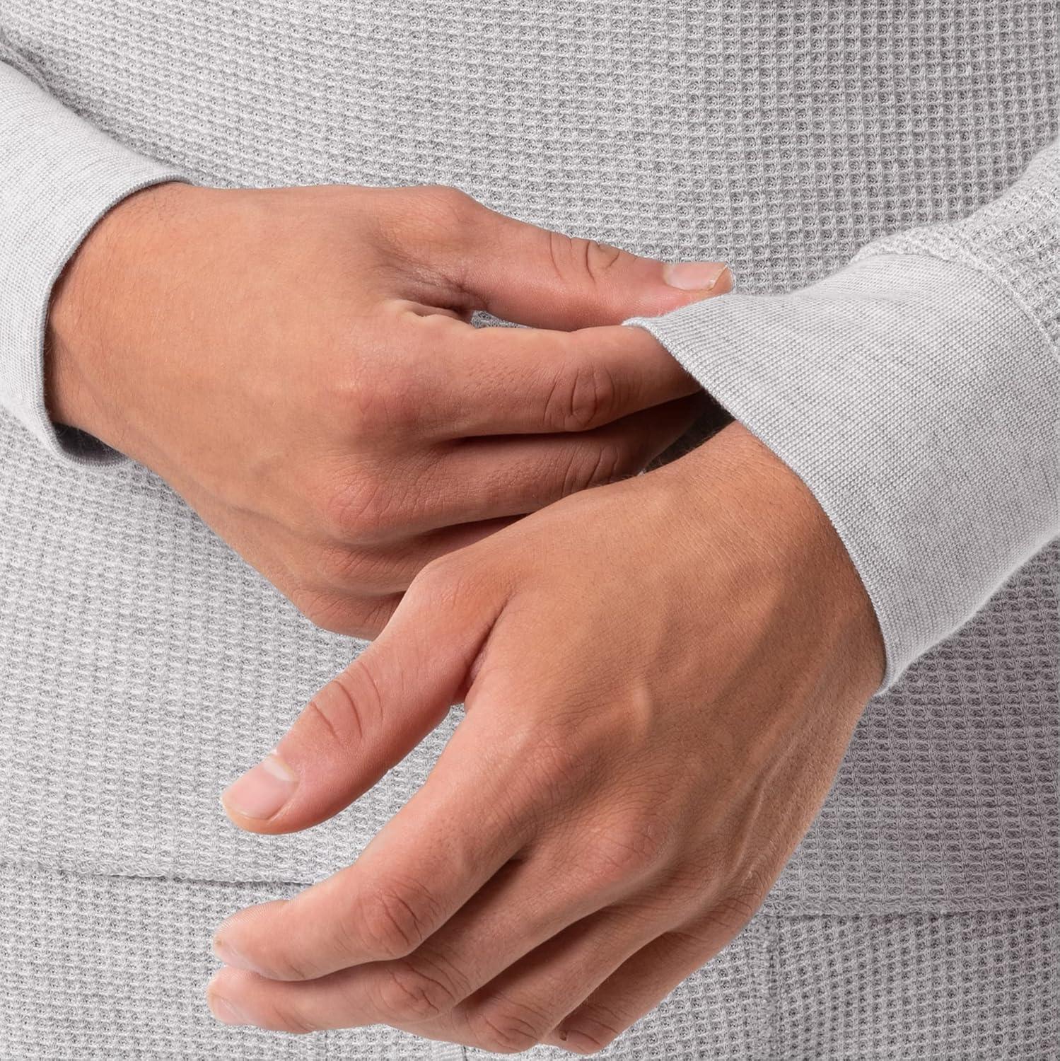 imageFruit of the Loom Mens Classic Midweight Waffle Thermal Underwear Crew TopLight Grey HeatherBlack Soot 2 Pack