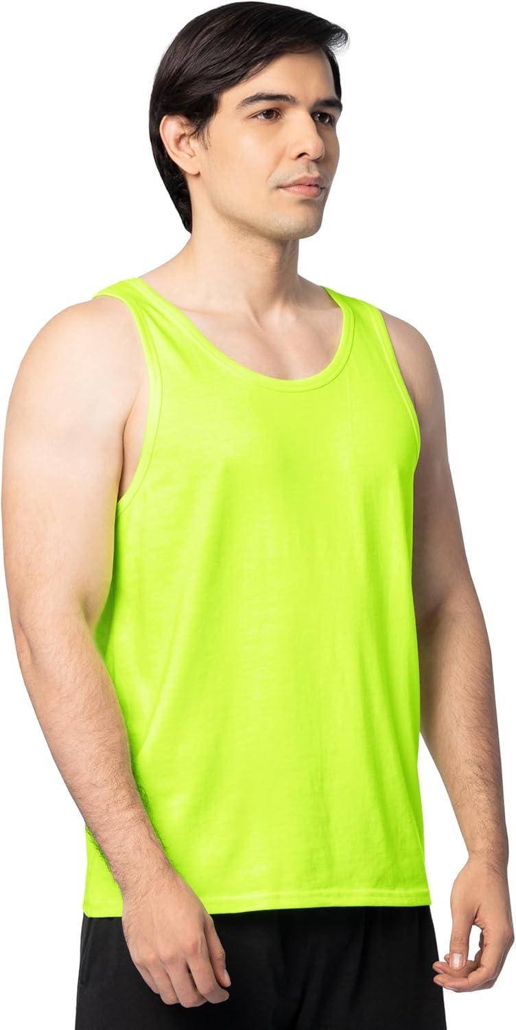 imageFruit of the Loom Mens Eversoft Cotton Sleeveless T Shirts Breathable ampamp Moisture Wicking with Odor Control Sizes S4xSafety Green