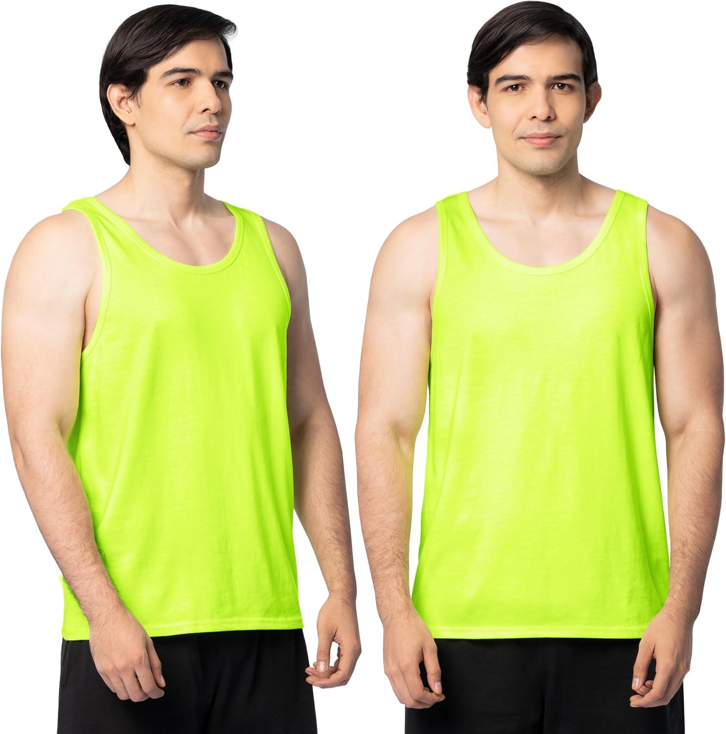 imageFruit of the Loom Mens Eversoft Cotton Sleeveless T Shirts Breathable ampamp Moisture Wicking with Odor Control Sizes S4xSafety Green
