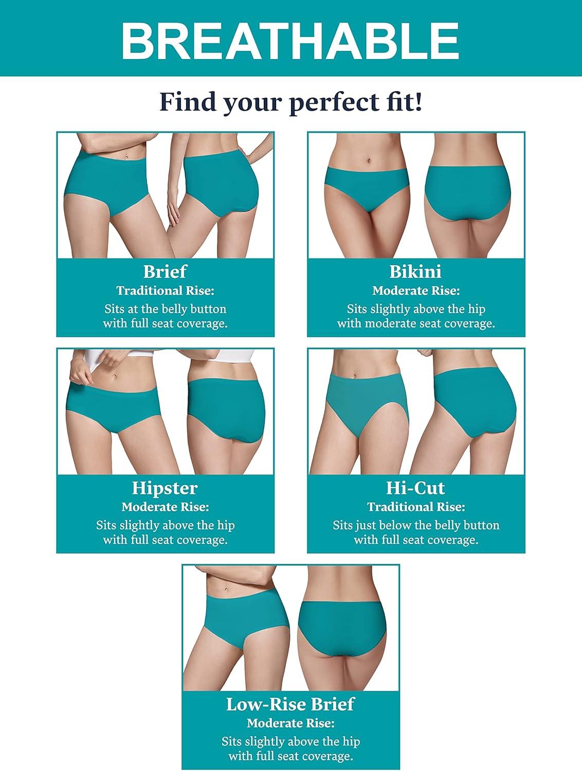 imageFruit of the Loom Womens Breathable Underwear Moisture Wicking Keeps You Cool ampamp Comfortable Available in Plus SizeCooling Stripes Bikini 6 Pack Colors May Vary