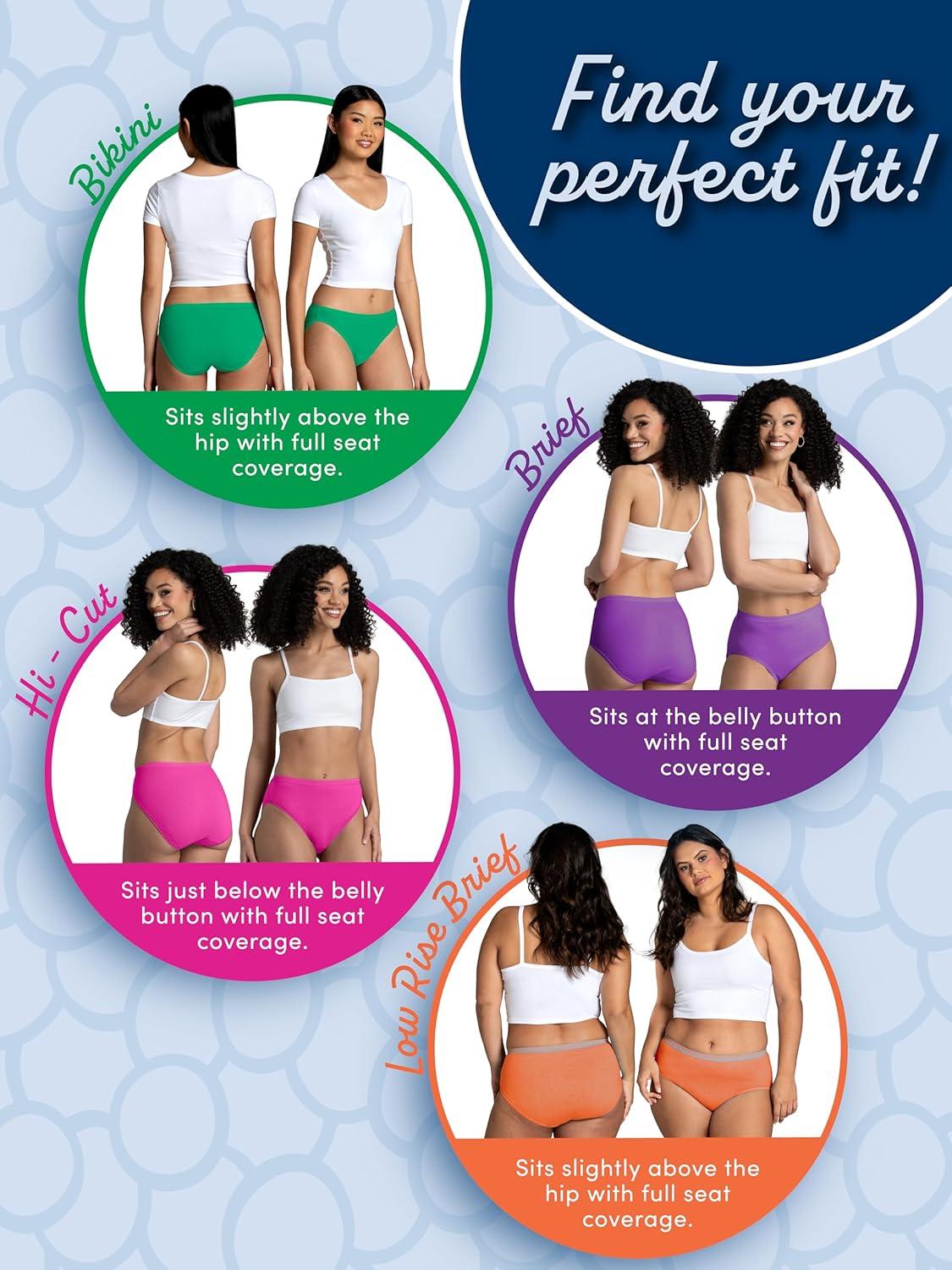 imageFruit of the Loom Womens Eversoft Cotton Underwear Multipacks Tag Free ampamp Breathable Available in Plus SizeHi Cut NavyWhitePink