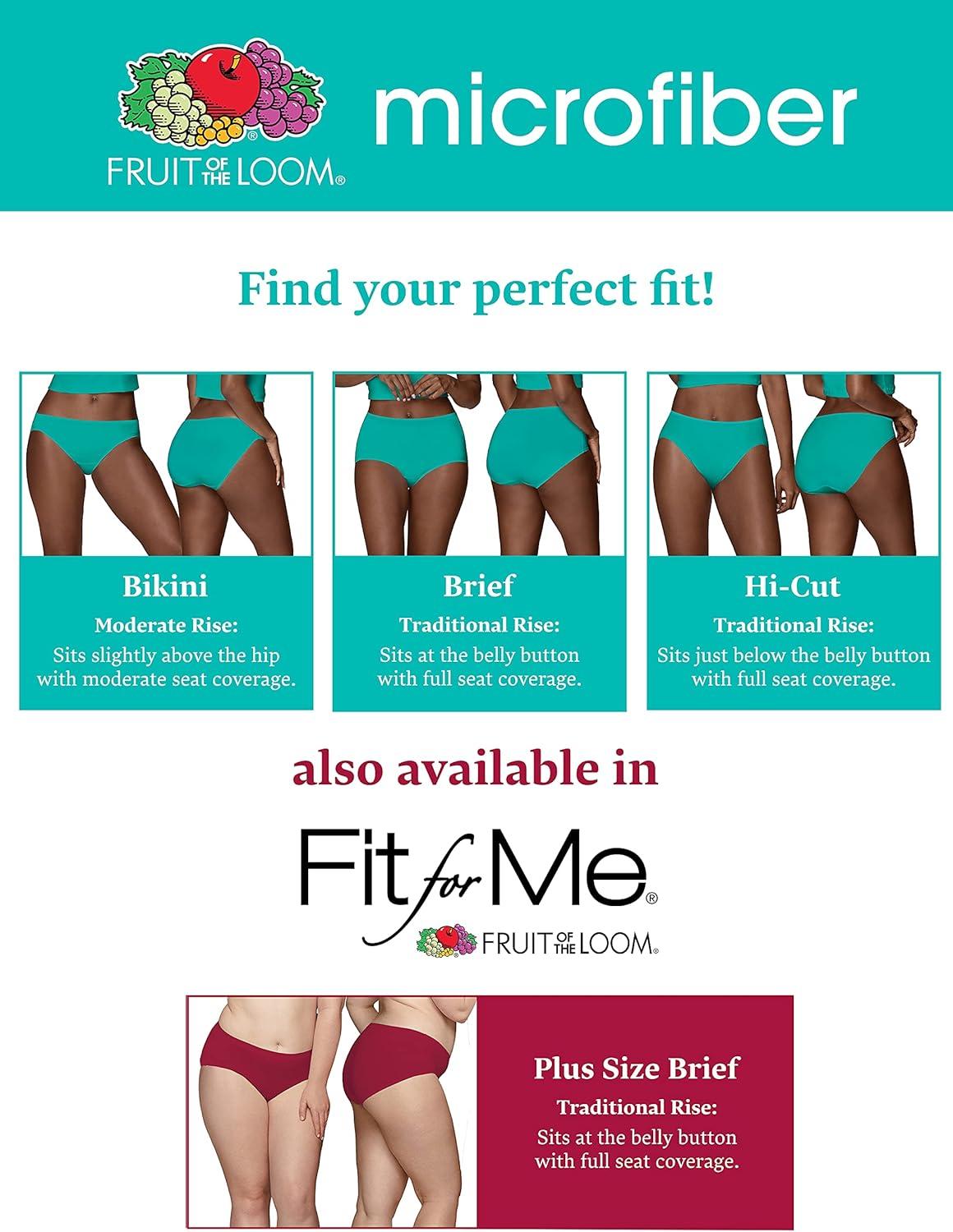 imageFruit of the Loom Womens Microfiber Underwear Lightweight ampamp Sleek Available in Plus SizeBikini 6 Pack Colors May Vary