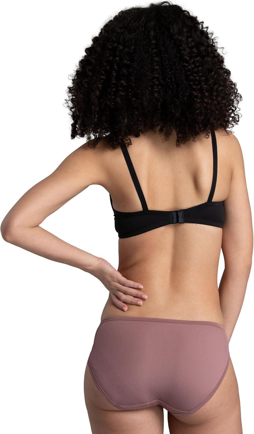 imageFruit of the Loom Womens Microfiber Underwear Lightweight ampamp Sleek Available in Plus SizeRibbed Bikini 6 Pack Colors May Vary